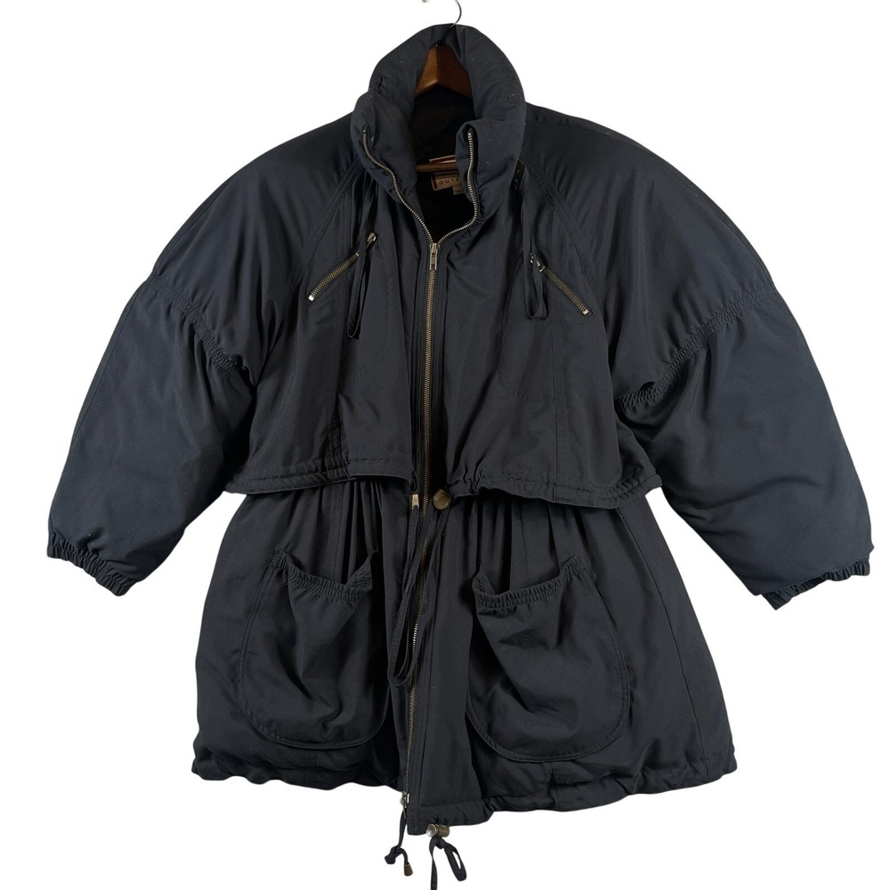 Adrianna Papell Womens M Down Coat Utility Parka Lightweight Winter Jacket Black